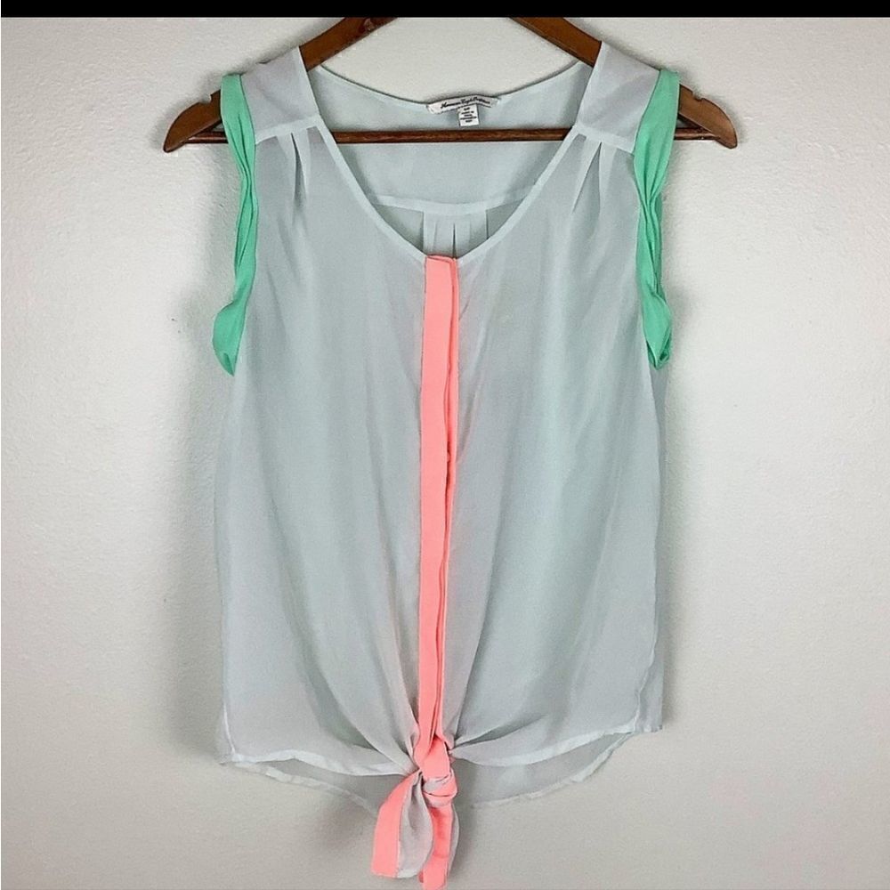 American Eagle Sheer Tank Top Tie Front